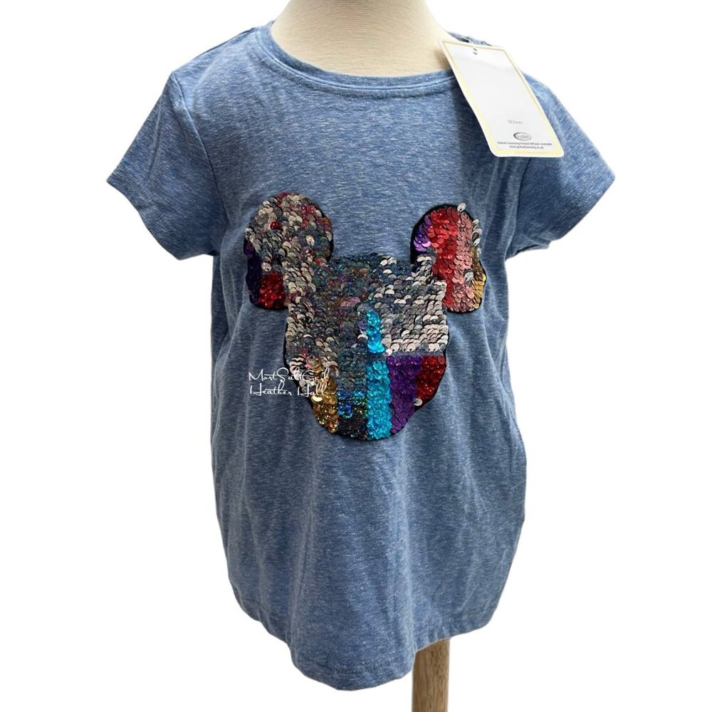 Disney Next NWT Mickey Mouse Rainbow Flip Sequins T-Shirt 3 Years
